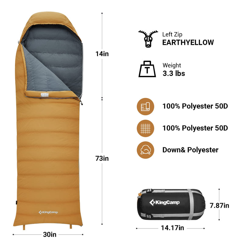 Load image into Gallery viewer, KingCamp Lightweight Down Sleeping Bag-Envelope With Mummy Hood Wide and Large
