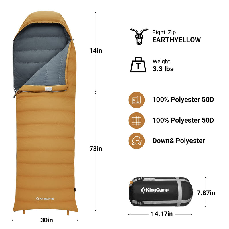 Load image into Gallery viewer, KingCamp Lightweight Down Sleeping Bag-Envelope With Mummy Hood Wide and Large
