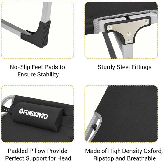 FUNDANGO CLASSIC Folding Lounge Chair and Camping Bed - 4 Adjustable Positions