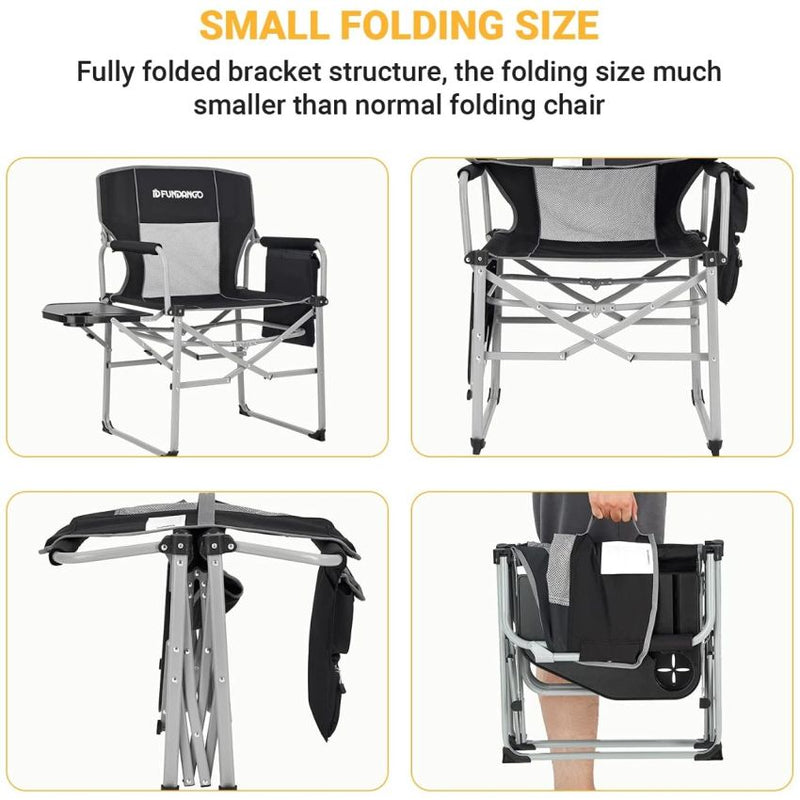 Load image into Gallery viewer, FUNDANGO Portable Director Chair Black Quick Opening Bracket Design
