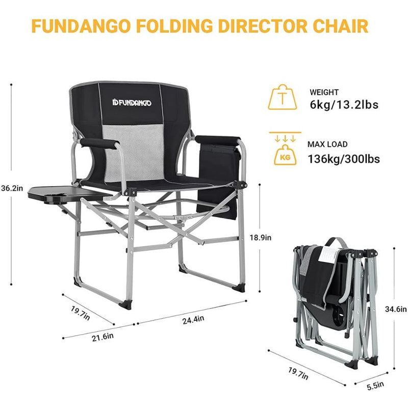 Load image into Gallery viewer, FUNDANGO Portable Director Chair Black Quick Opening Bracket Design
