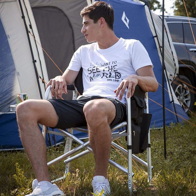 Load image into Gallery viewer, FUNDANGO Portable Director Chair Black Quick Opening Bracket Design
