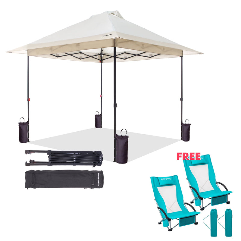 Load image into Gallery viewer, FUNDANGO 10x10ft Pop Up Canopy Tent &amp; KingCamp Highback Beach Chair Bundle
