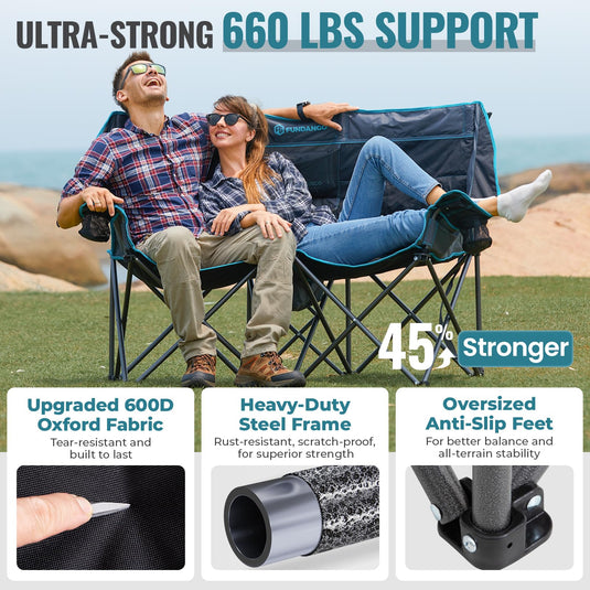 FUNDANGO 2-Person Oversized Double Layer Padded Loveseat Sofa 660 LBS Support