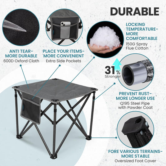 FUNDANGO Camping Stool PLUS 18 Inch Grey