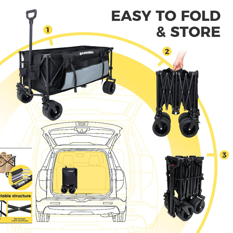Load image into Gallery viewer, FUNDANGO Folding Wagon 180L Dual Chassis Camping Wagon
