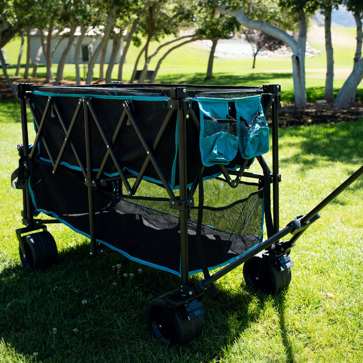 FUNDANGO Heavy Duty Double Decker Wagon – 660L Capacity All-Terrain Folding Cart with Brakes & Tailgate