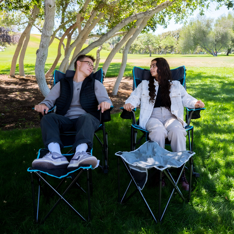 Load image into Gallery viewer, FUNDANGO Outdoor Relaxation Bundle: Rocking Chair + Oversized Camp Stool for Ultimate Comfort
