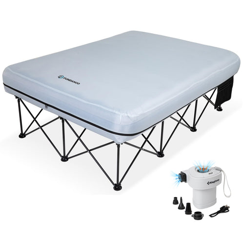 FUNDANGO Queen Camping Cot & Mattress Bundle with KingCamp Quick-Fill Electric Pump