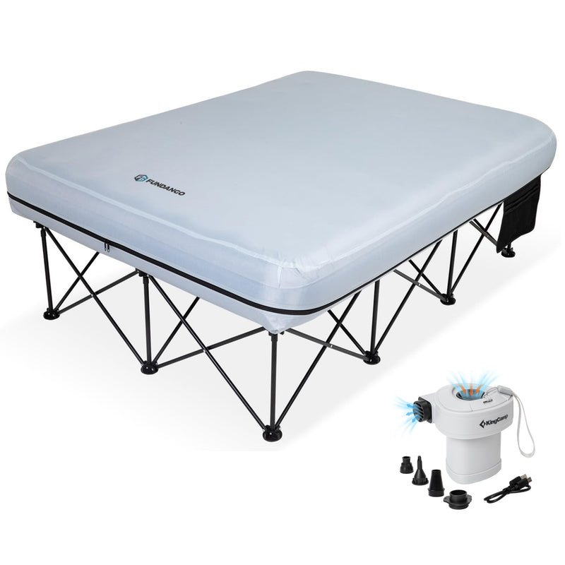Load image into Gallery viewer, FUNDANGO Queen Camping Cot &amp; Mattress Bundle with KingCamp Quick-Fill Electric Pump
