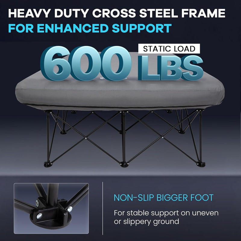 Load image into Gallery viewer, FUNDANGO Queen Camping Cot with Detachable Air Mattress With Non-slip Bigger Foot and  Heavy Duty Cross Steel Frame for Enhanced Support
