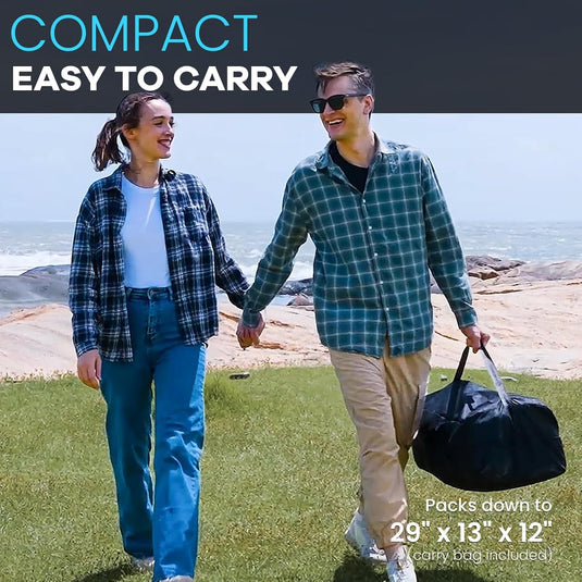 FUNDANGO Queen Camping Cot with Detachable Air Mattress - 2-Person Portable Outdoor Bed with Electric Pump Easy to Carry and Compact