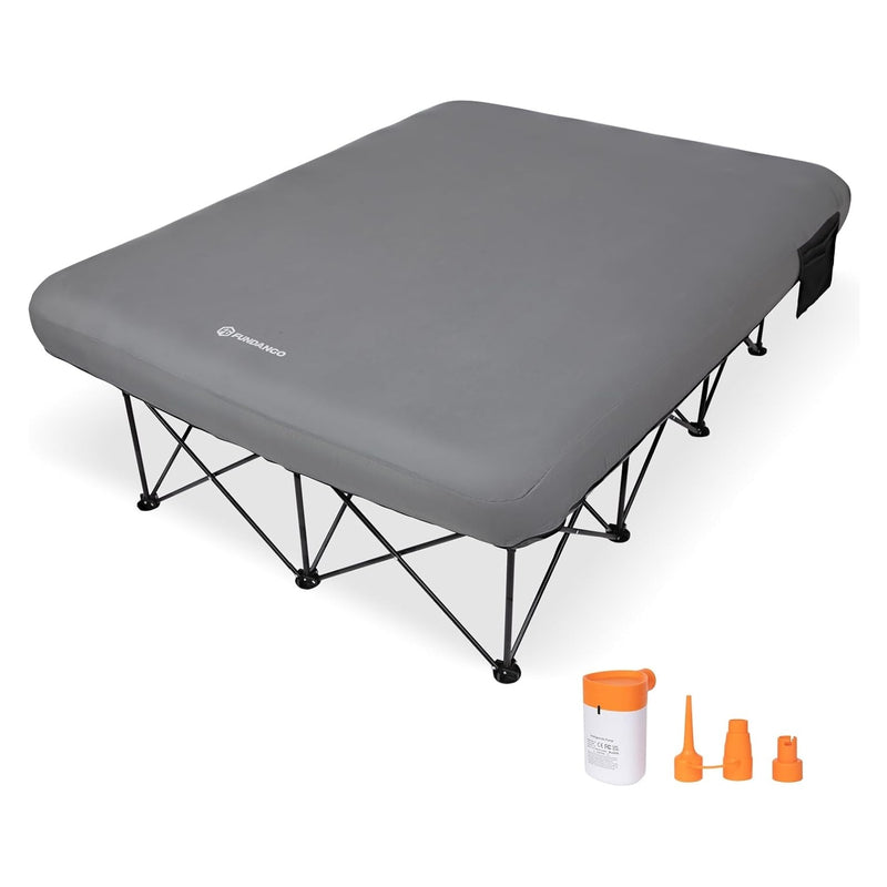 Load image into Gallery viewer, FUNDANGO Queen Camping Cot with Detachable Air Mattress - 2-Person Portable Outdoor Bed with Electric Pump

