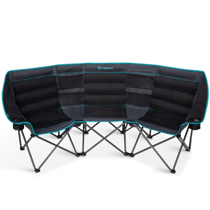 FUNDANGO Triple Camping Chair with Cooler – 3-Person Oversized Padded Camp Couch
