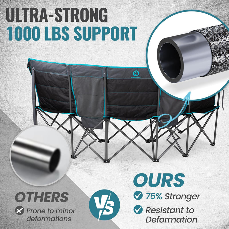 Load image into Gallery viewer, FUNDANGO Triple Camping Chair with Cooler – 3 Seater Camping Counch
