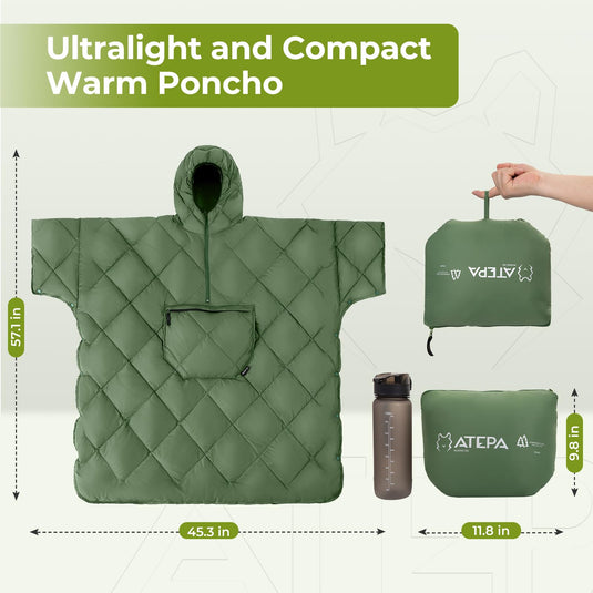 ATEPA MURANO 350 Honcho Poncho Water-resisitant Blanket Cloak Cape with Hat Ultralight