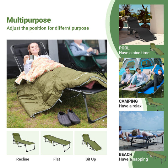 WEJOY 3-Folding Steel Cot Green