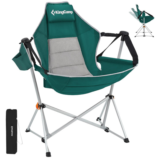 KingCamp Portable Swing Recliner Chair with Pillow Green