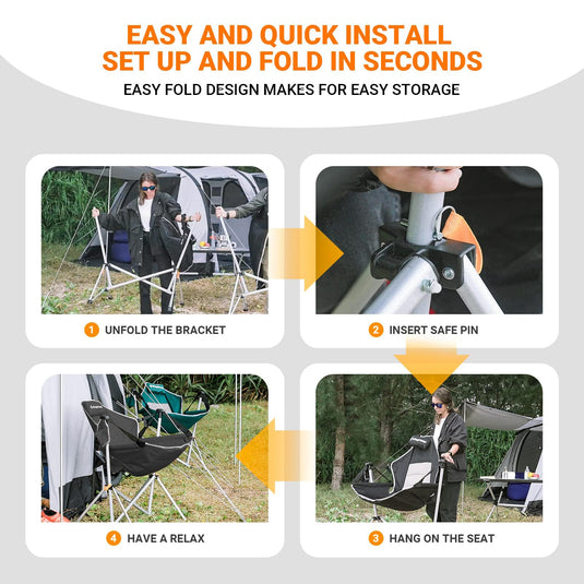 KingCamp Portable Swing Recliner Chair with Pillow Green