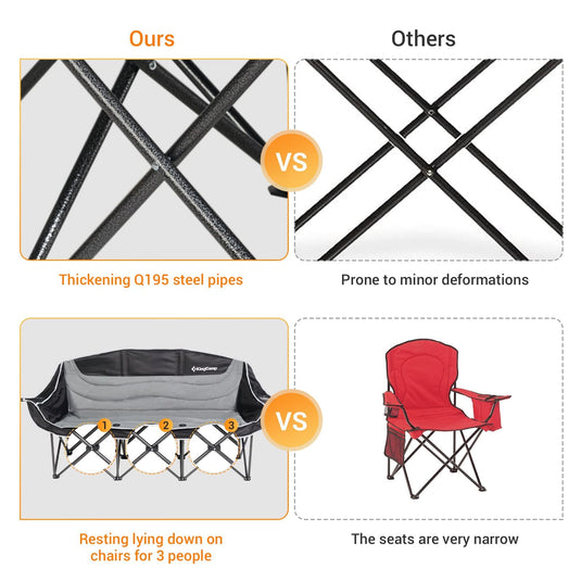 KingCamp CANNA C30 Trio Outdoor Loveseat Chair Grey