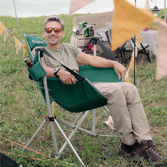 KingCamp Portable Swing Recliner Chair with Pillow Green