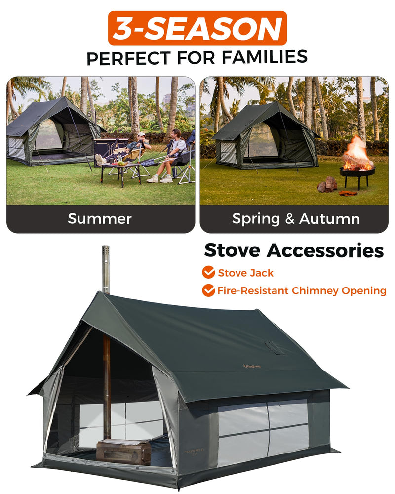 Load image into Gallery viewer, KingCamp MOUNTAIN IN C2 Canvas Cabin Tent 8&#39; x 11&#39; Green
