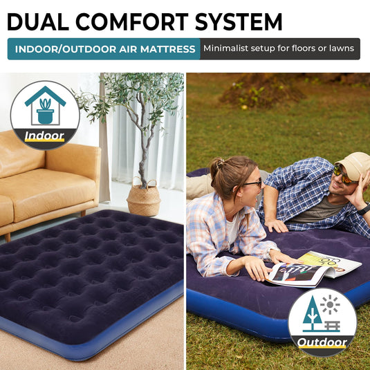 FUNDANGO Queen Camping Cot with Detachable Air Mattress Indoor and Outdoor Air Mattress