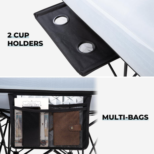 FUNDANGO Queen Camping Cot with Detachable Air Mattress and 2 Cup Holders