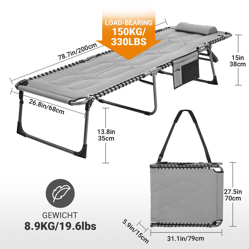 Load image into Gallery viewer, KingCamp Oversized Comfort 3-folding Lounge Chair Easy Fold and Carry
