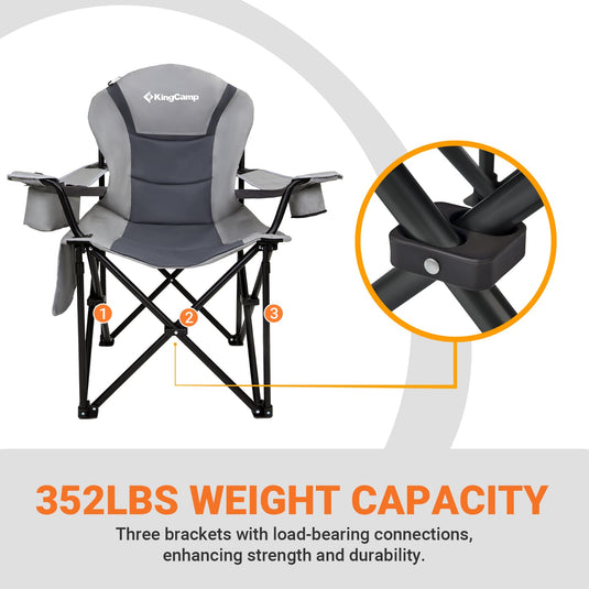 KingCamp Camping Armchair Heavy Duty Ergonomic Padded Arm Chair