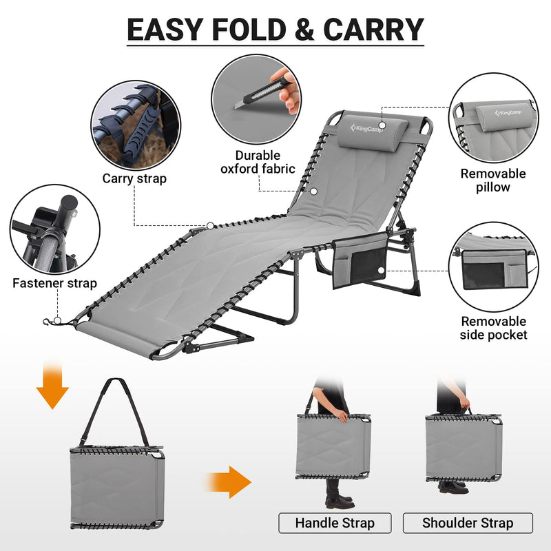 Load image into Gallery viewer, KingCamp Oversized Comfort 3-folding Lounge Chair Easy Fold and Carry
