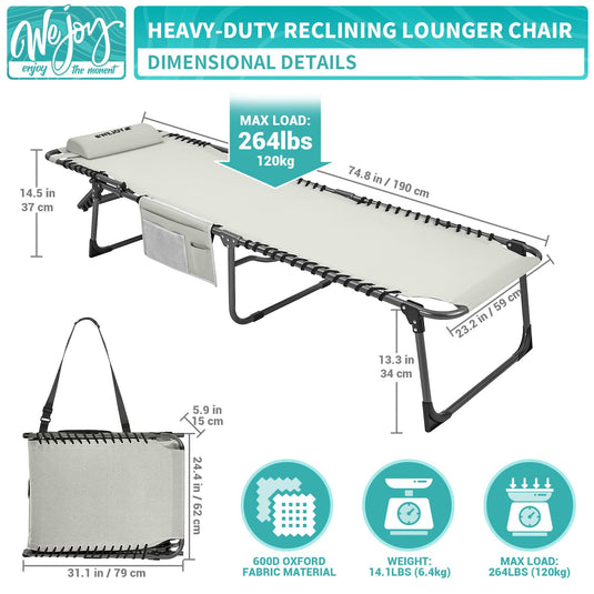 WEJOY 3-Folding Steel Cot Grey