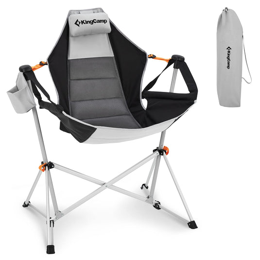 KingCamp Portable Swing Recliner Chair with Pillow Grey