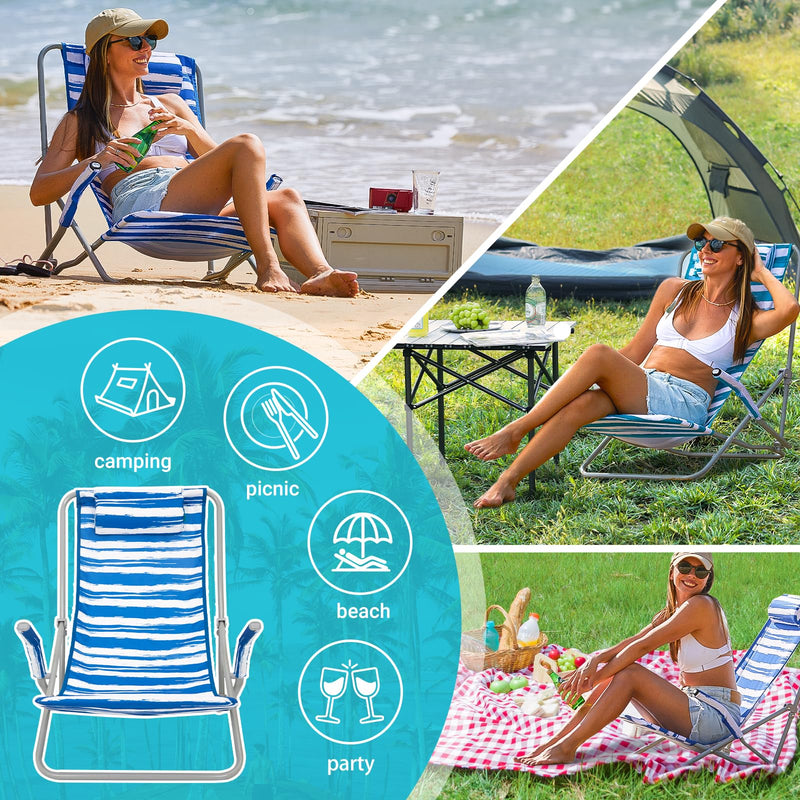 Load image into Gallery viewer, WEJOY High Back Beach Chair With Padded Headrest

