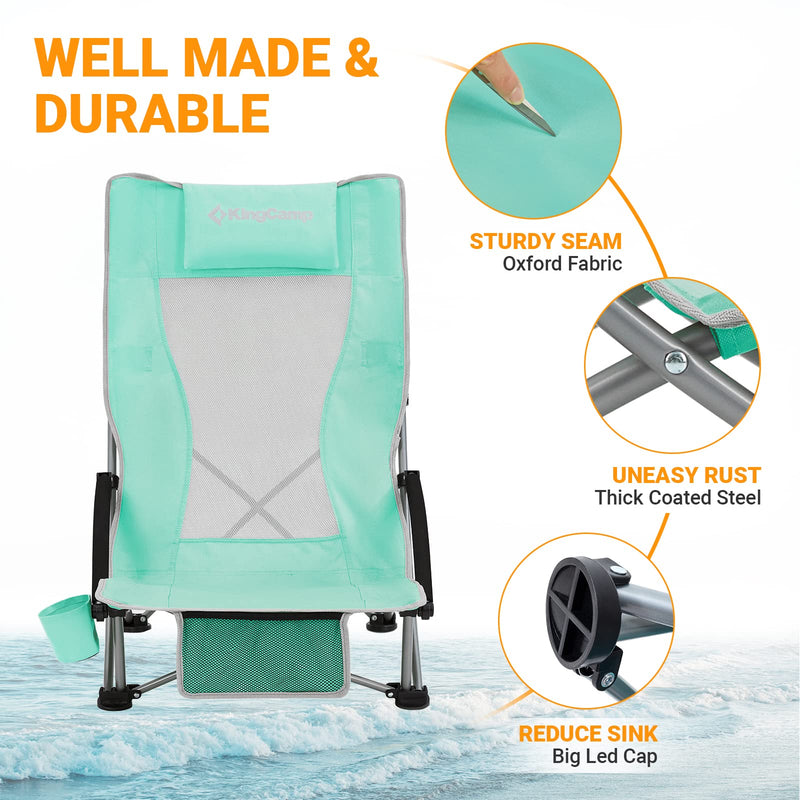 Load image into Gallery viewer, KingCamp High Mesh Back Low Sling Beach Chairs
