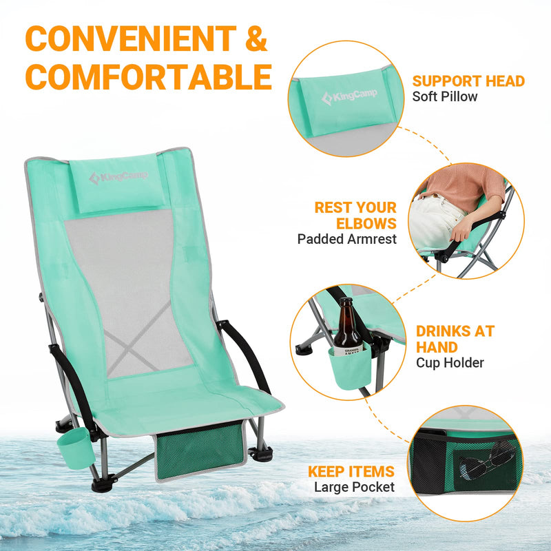 Load image into Gallery viewer, KingCamp High Mesh Back Low Sling Beach Chairs
