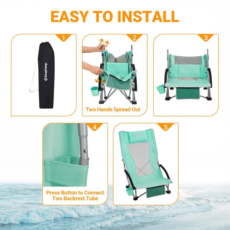 Load image into Gallery viewer, KingCamp High Mesh Back Low Sling Beach Chairs
