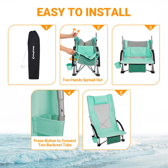 KingCamp High Mesh Back Low Sling Beach Chairs