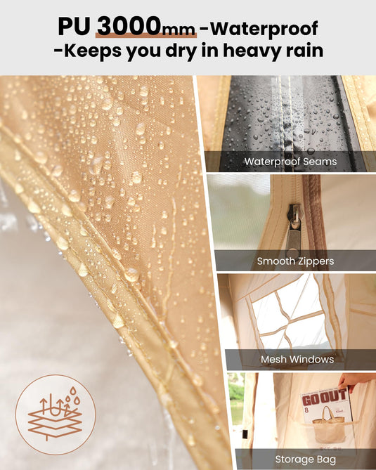 KingCamp MOUNTAIN IN T2 Instant Cabin Tent with Extended Porch