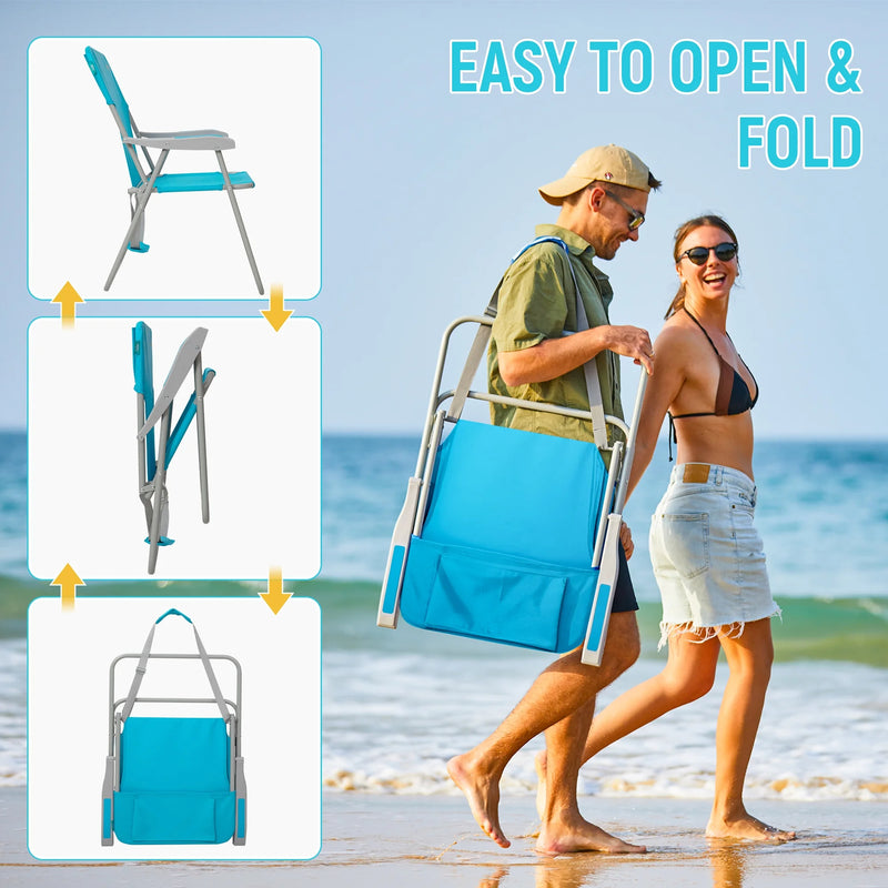 Load image into Gallery viewer, WEJOY High Back Beach Chairs with Hard Armrest
