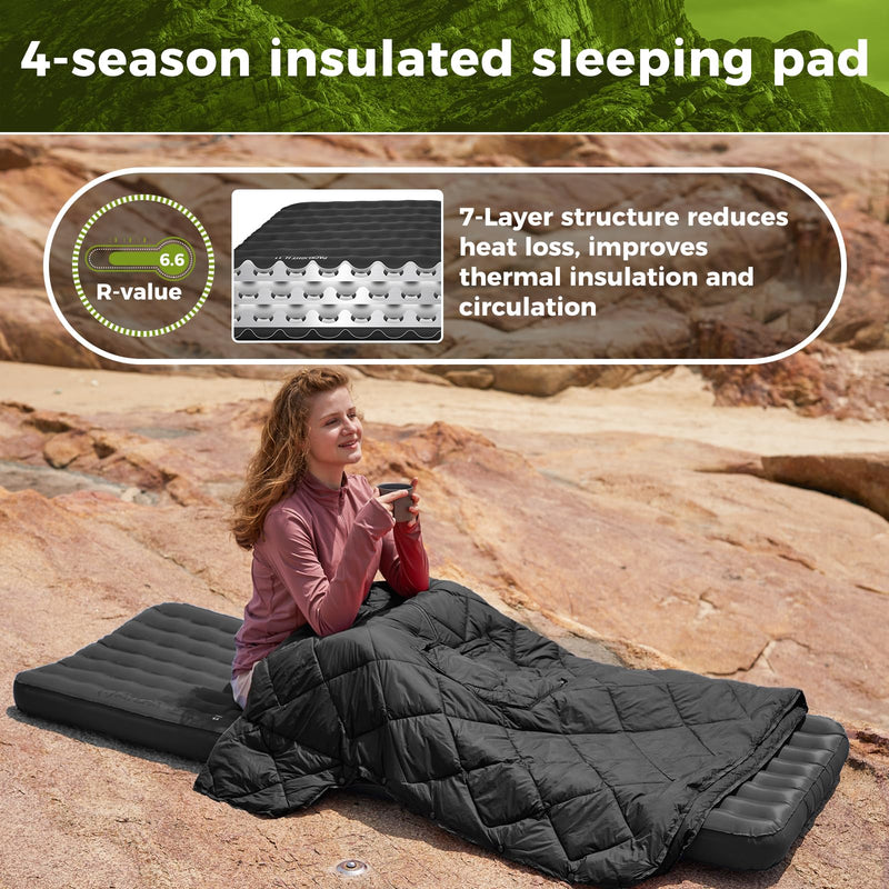 Load image into Gallery viewer, ATEPA Ultralight Sleeping Pad - R-Value 6.6 for Winter Camping, Insulated &amp; Inflatable Mat for Backpacking
