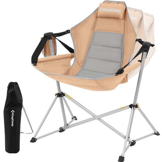 KingCamp Portable Swing Recliner Chair with Pillow Khaki