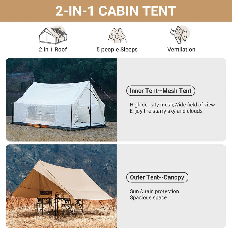 Load image into Gallery viewer, KingCamp Mountain In C2 Canvas Cabin Tent
