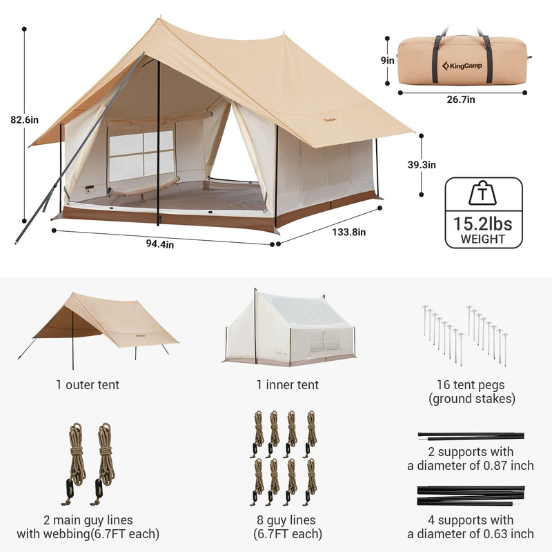 Load image into Gallery viewer, KingCamp Mountain In C2 Canvas Cabin Tent
