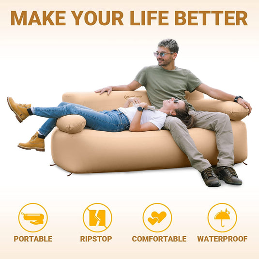KingCamp Inflatable Loveseat With Foot Pump
