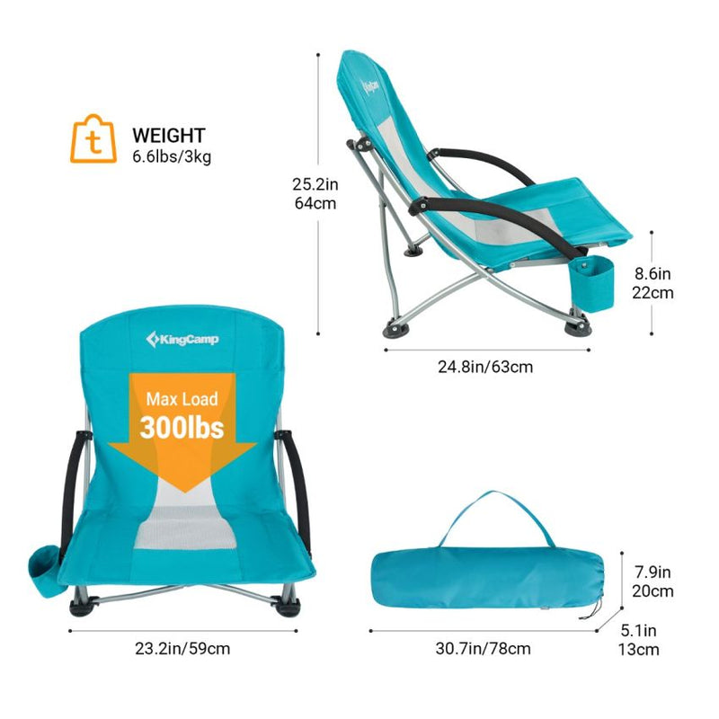 Load image into Gallery viewer, KingCamp Low Back Lightweight Strong Stable Folding Beach Chair 2-piece Set
