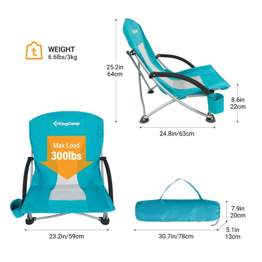 KingCamp Low Back Lightweight Strong Stable Folding Beach Chair 2-piece Set
