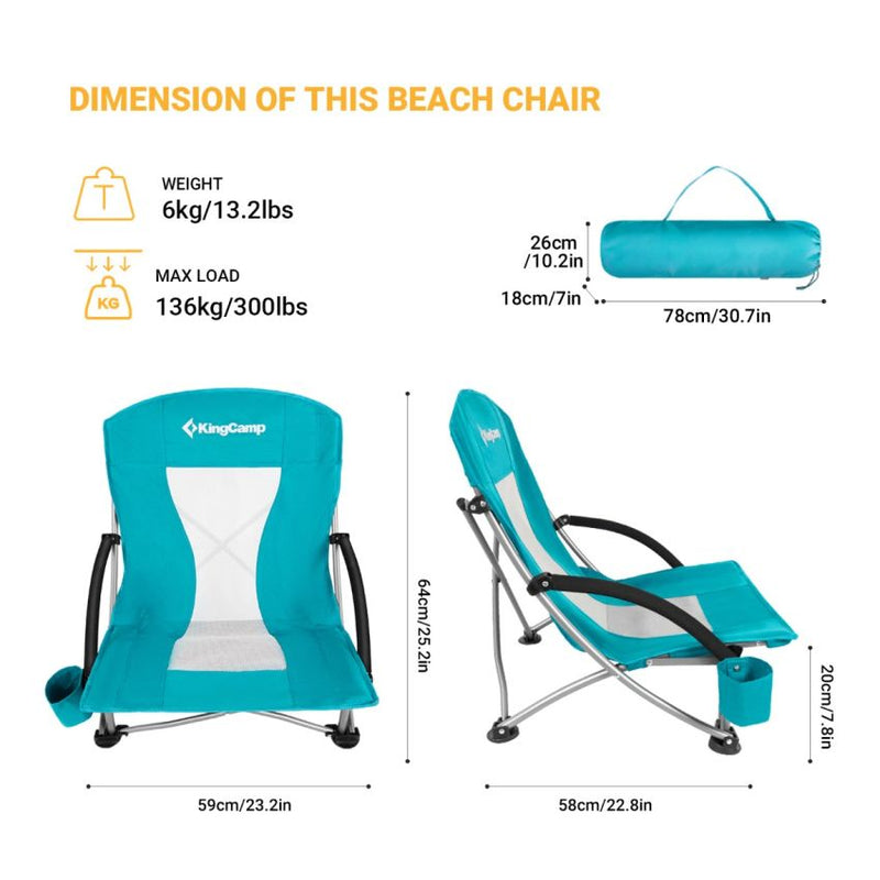Load image into Gallery viewer, KingCamp Low Back Lightweight Strong Stable Folding Beach Chair 2-piece Set
