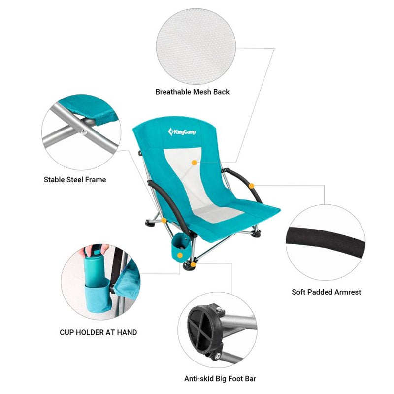 Load image into Gallery viewer, KingCamp Low Back Lightweight Strong Stable Folding Beach Chair 2-piece Set
