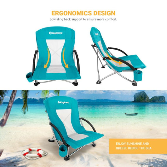KingCamp Low Back Lightweight Strong Stable Folding Beach Chair 2-piece Set